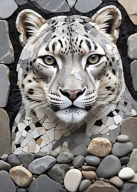 Snow Leopard Mosaic Portrait