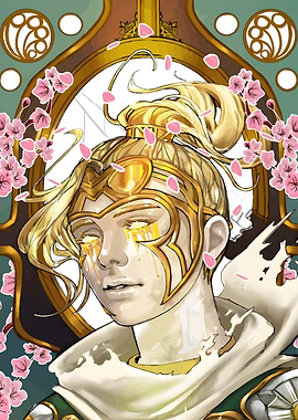 Golden Warrior with Cherry Blossoms