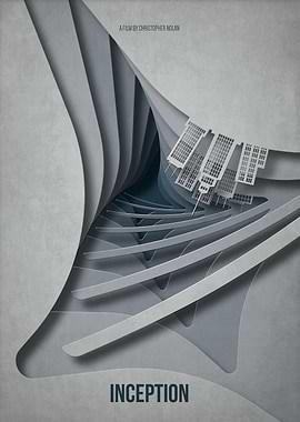 Inception movie poster, paper cut style