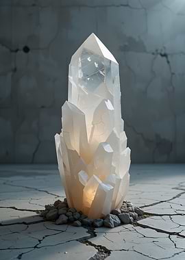 Large Quartz Crystal Formation on Cracked Surface