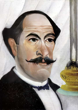 Portrait of a Man with Mustache, henri rousseau painting