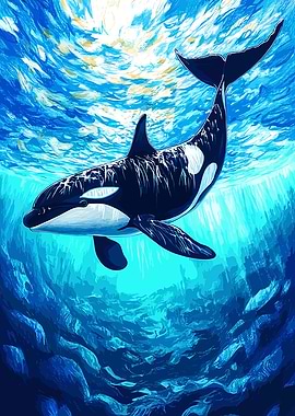 Orca Whale Underwater Illustration