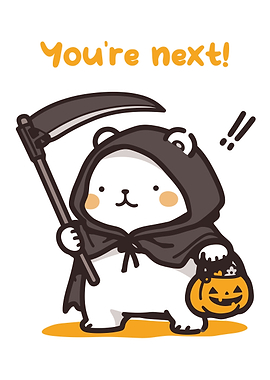Cute Halloween Bear Grim Reaper