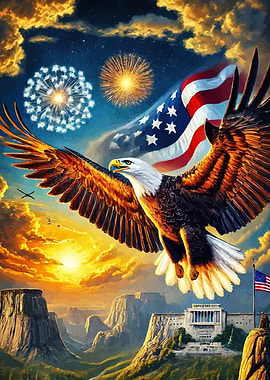 American Eagle Fireworks Flag
