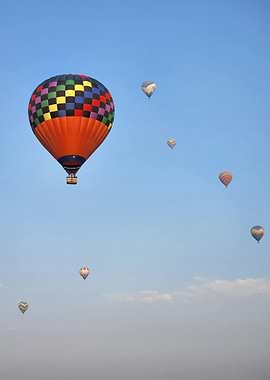 Hot Air Balloons in a Blue Sky