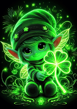 Neon Green Leprechaun Clover