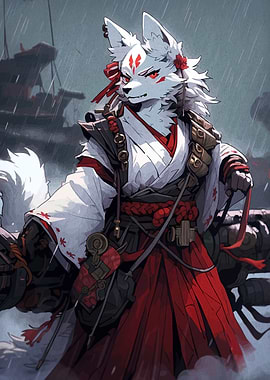Fox Warrior in the Rain