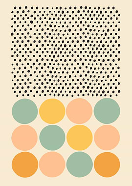 Abstract Geometric Art with Circles and Dots