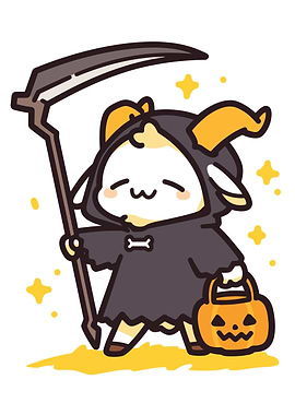 Cute Halloween Goat Grim Reaper
