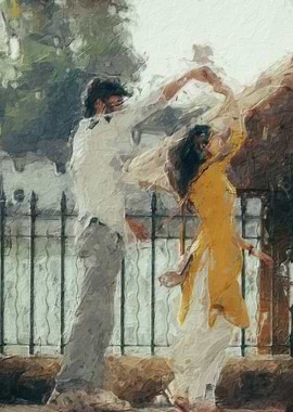 Couple Dancing in Impressionistic Style