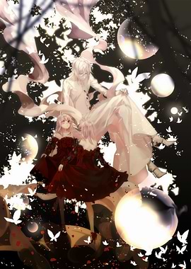 Anime characters in a dark fantasy setting