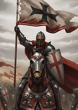 Crusader Knight Leading the Charge
