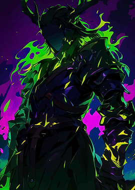 Dark Knight with Green Flames