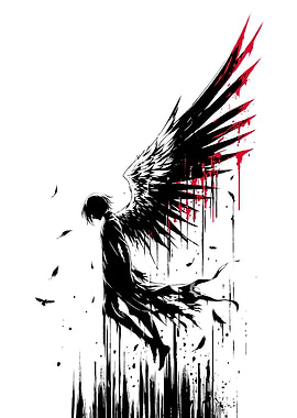 Fallen Angel in Black and Red