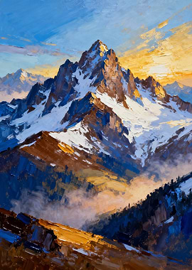 Mountain Peak Oil Painting