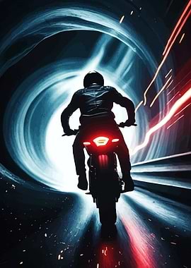 Motorcycle Rider Abstract Tunnel