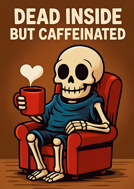 Dead Inside But Caffeinated Skeleton