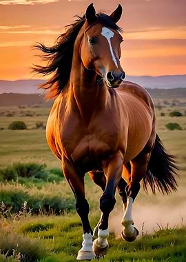 Majestic Horse Galloping at Sunset