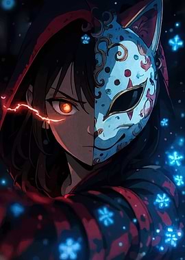 Anime Girl with Mask and Hood