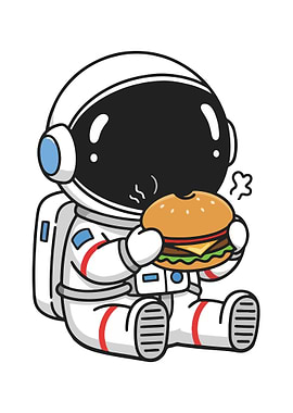 Astronaut Eating Burger
