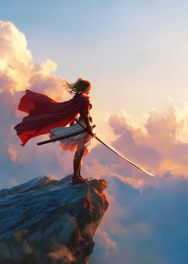 Warrior Woman on Cliff Edge