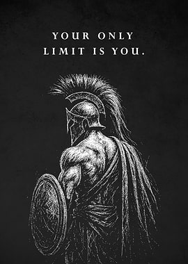Spartan Warrior with Limit Motivational Quote