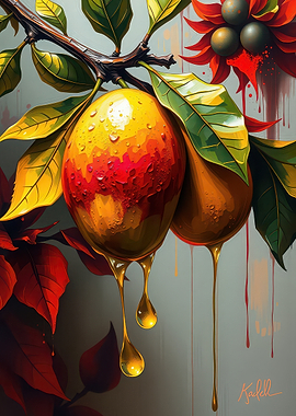 Juicy Mangoes with Dripping Honey