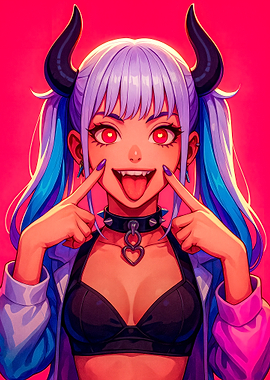 Anime Devil Girl with Horns