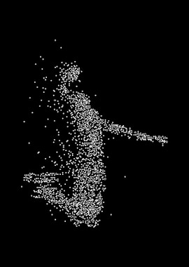 Abstract basketball Figure in White Dots