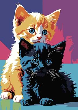 Two Kittens Pop Art Portrait