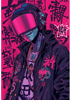 Fantasy of Motorcyclists with Neon Cyberpunk Style
