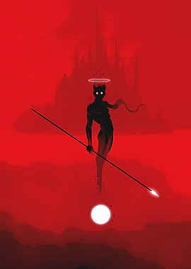 Red Devil with Halo and Spear