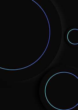 Abstract Black Circles with Gradient Blue Outlines