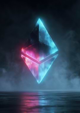 Ethereum Symbol in Neon Lights