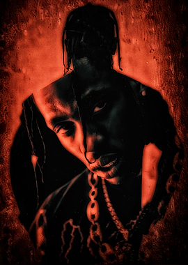 Travis Scott Portrait in Red