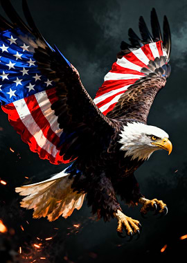 American Eagle Flag Wings Patriotic Art