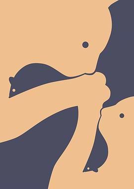 Abstract Cat Illustration with Mouse Shapes