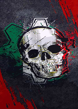 Mexican Flag Skull Graphic Art