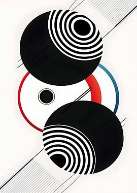 Abstract Circles and Lines Composition