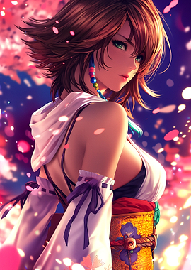 Anime Girl with Cherry Blossoms