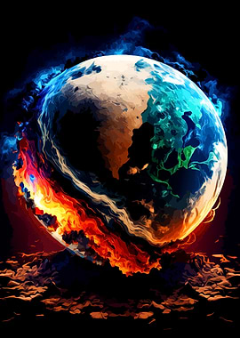 Earth on Fire Digital Art