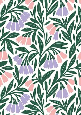 Floral Pattern with Pink and Purple Flowers