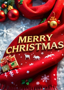 Merry Christmas Scarf with Ornaments