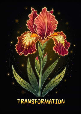 Majestic Iris Flower Blooms Transformation in Mystical Starlight
