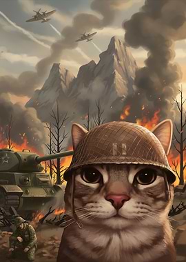 The Thousand Yard Stare Meme, But It's a Cat