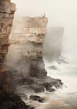 Misty Cliffs by the Sea