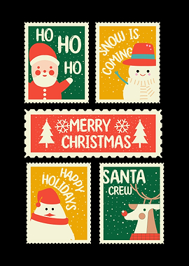 Christmas Stamps: Santa, Snowman, Reindeer