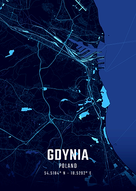 Gdynia Midnight City Map