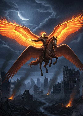 Apocalyptic Rider Flaming Wings