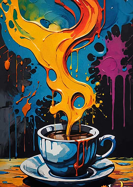 Abstract Coffee Cup Painting